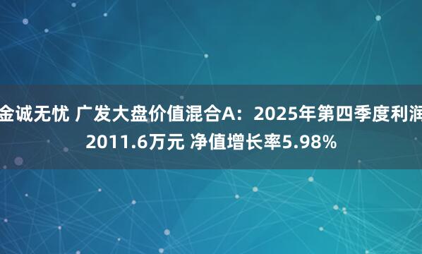 金诚无忧 广发大盘价值混合A：2025年第四季度利润2011.6万元 净值增长率5.98%
